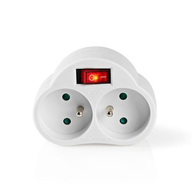 Bloc 2 prises avec terre et interrupteur murale - PSSPL202SEWT