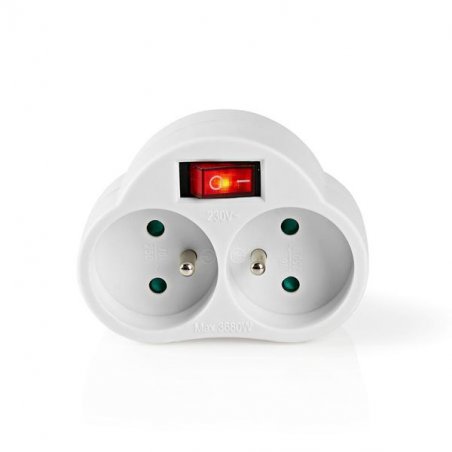 Bloc 2 prises avec terre et interrupteur murale - PSSPL202SEWT