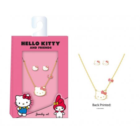 HELLO KITTY - Set Collier 1 Paire de Boucles d'oreilles - 3 Pc.