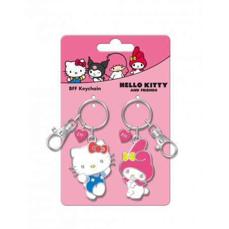HELLO KITTY & MELODY - Set de 2 Portes-Clé BFF en Métal