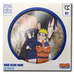 NARUTO SHIPPUDEN - Naruto & Sasuke -Wood Decor Frame 3D Poster 30x30cm