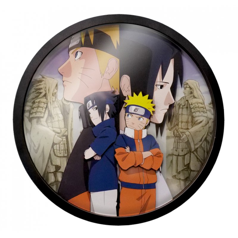 NARUTO SHIPPUDEN - Naruto & Sasuke -Wood Decor Frame 3D Poster 30x30cm