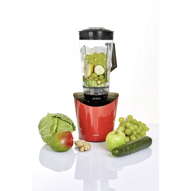 Jupiter Kitchen Machines Nutrimix 1,5 L Mélangeur de table Transparent, Noir, Rouge