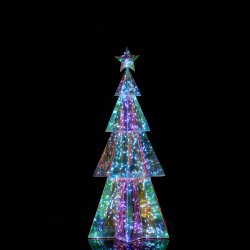 Sapin de Noël Lumineux LED Hologram Hexagonal 120 cm - Arbre Éclairé Moderne pour Décoration Intérieure et Ext -