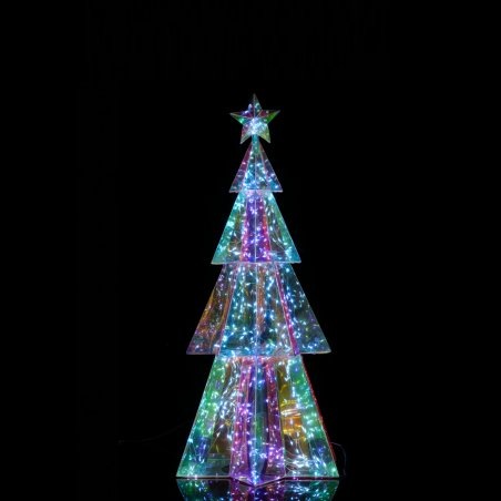 Sapin de Noël Lumineux LED Hologram Hexagonal 120 cm - Arbre Éclairé Moderne pour Décoration Intérieure et Ext -