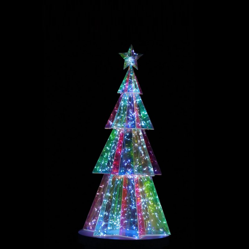 Sapin de Noël Lumineux LED Hologram Hexagonal 120 cm - Arbre Éclairé Moderne pour Décoration Intérieure et Ext -