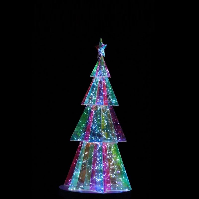 Sapin de Noël Lumineux LED Hologram Hexagonal 120 cm - Arbre Éclairé Moderne pour Décoration Intérieure et Ext -