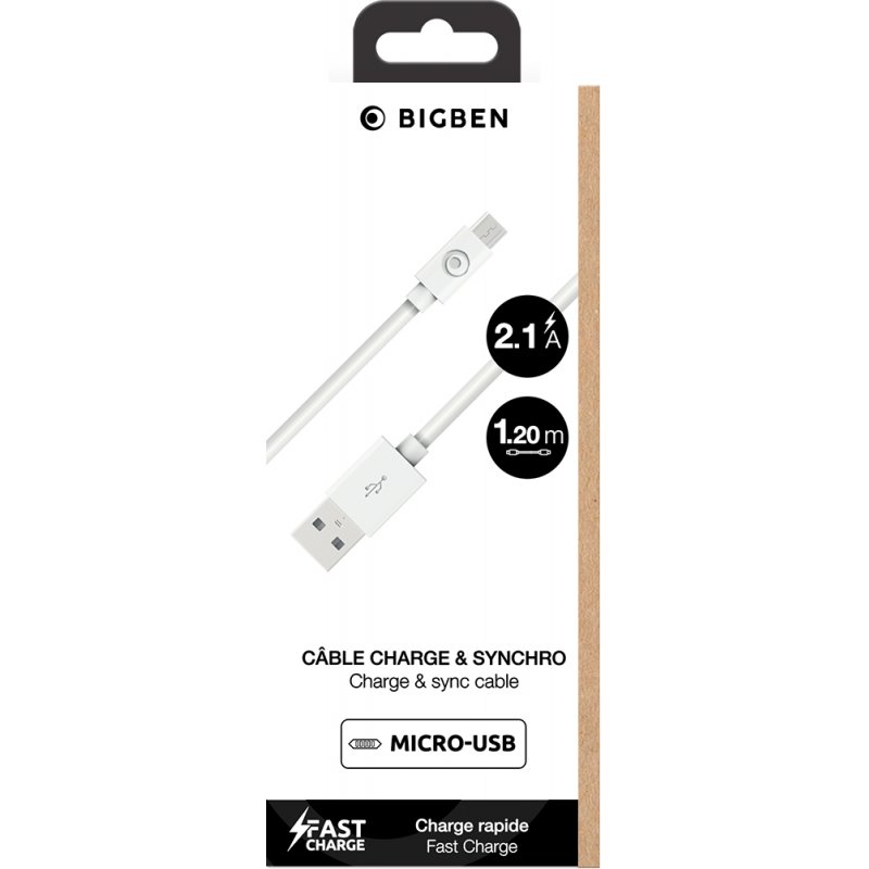 BBC cable A/Micro USB 1.2m 2.4A WHITE R