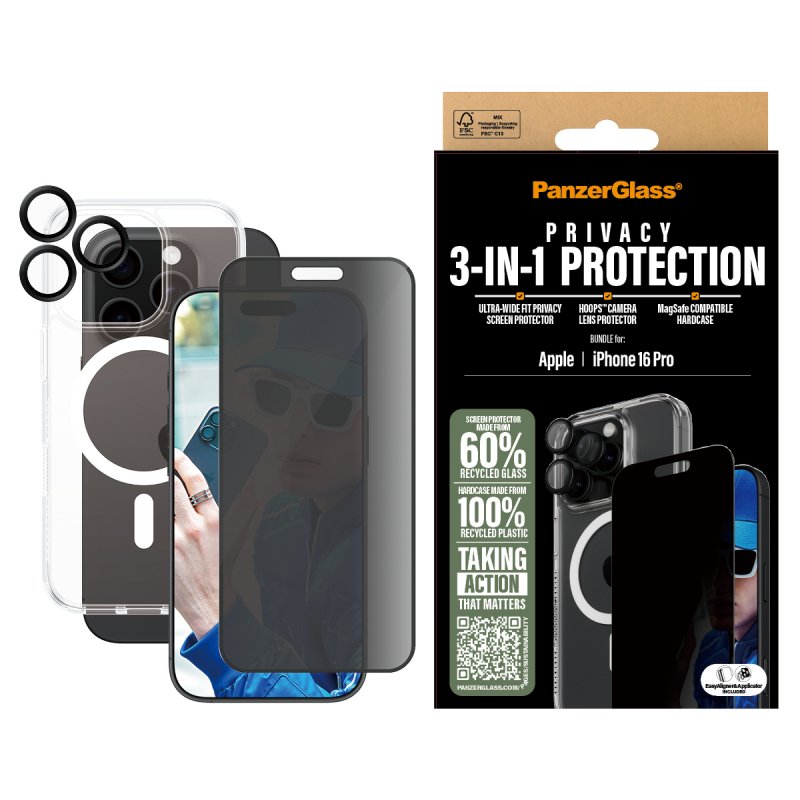PanzerGlass PG 3-in-1 Priv Bundle iPhone 16P 6.3Inch