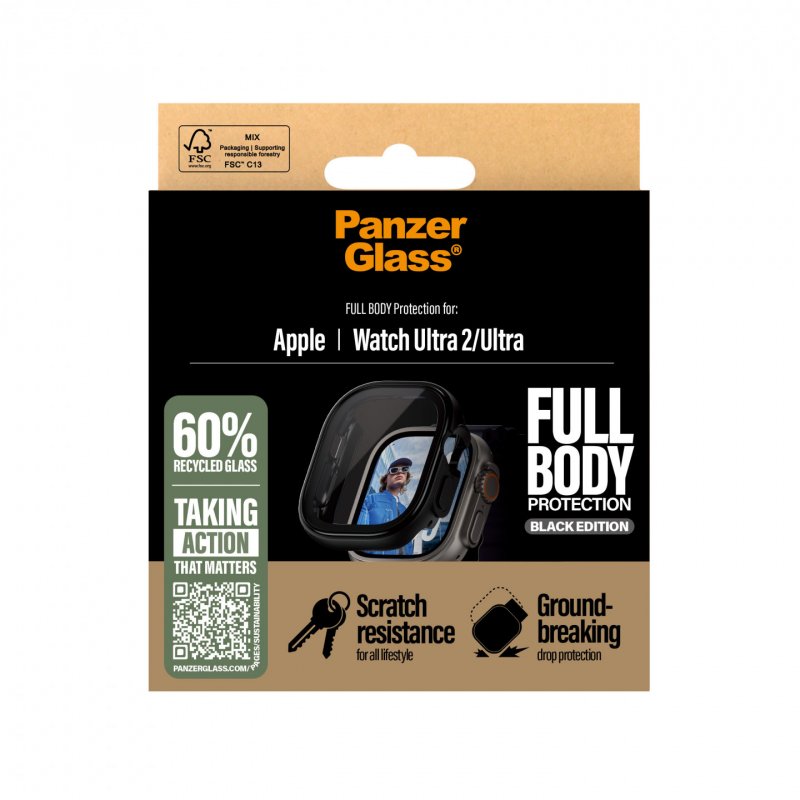 PanzerGlass - Screen Protector - Apple Watch Ultra 3 - FullBody - Black