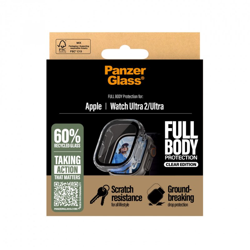 PanzerGlass Screen Protector Snappie Full Body Bulky Transparent Apple Watch Ultra 2