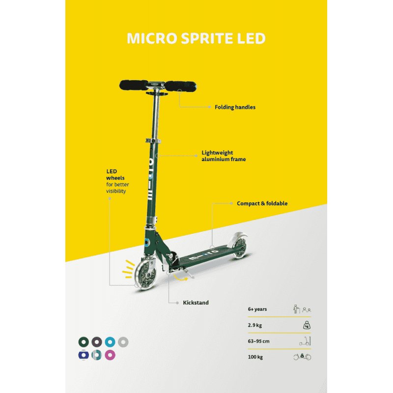 Micro Mobility Micro Sprite LED Jeunesse Scooter classique Rose