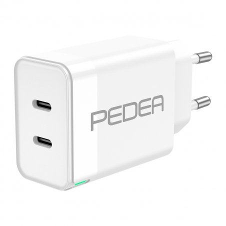 PEDEA 40W USB-C (PD) Schnellladegerät - 2-Ports Mehrfach Handy-Ladegerät mit USB-C, weiß