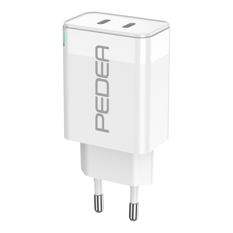 PEDEA 40W USB-C (PD) Schnellladegerät - 2-Ports Mehrfach Handy-Ladegerät mit USB-C, weiß