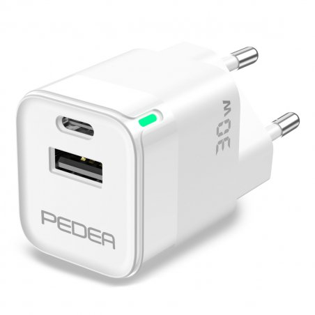 PEDEA 30W USB-C (PD) Schnellladegerät - 2-Ports Mehrfach Handy-Ladegerät mit USB-C und USB-A, weiß