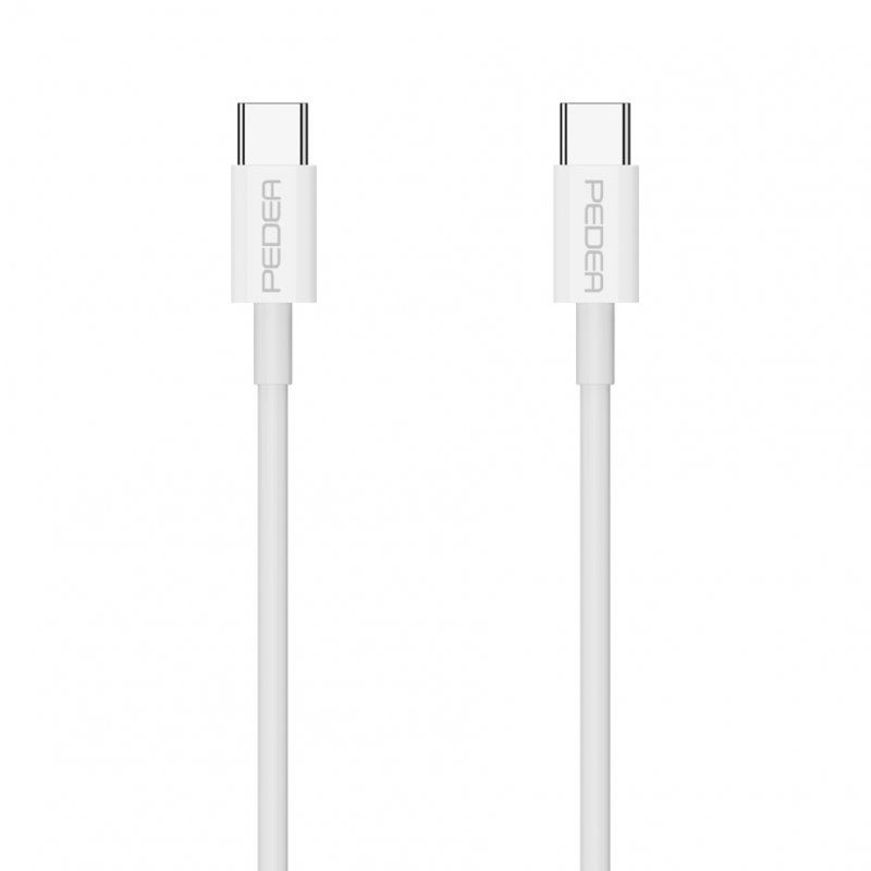 PEDEA Daten- und Schnellladekabel USB-C/USB-C weiß, 1 Meter Länge, 480 Mbit/s Übertragungsrate