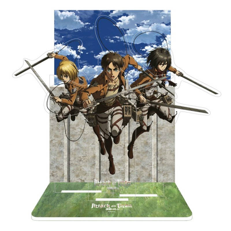 Attack on Titan diorama acrylique Eren, Mikasa & Armin 20 cm