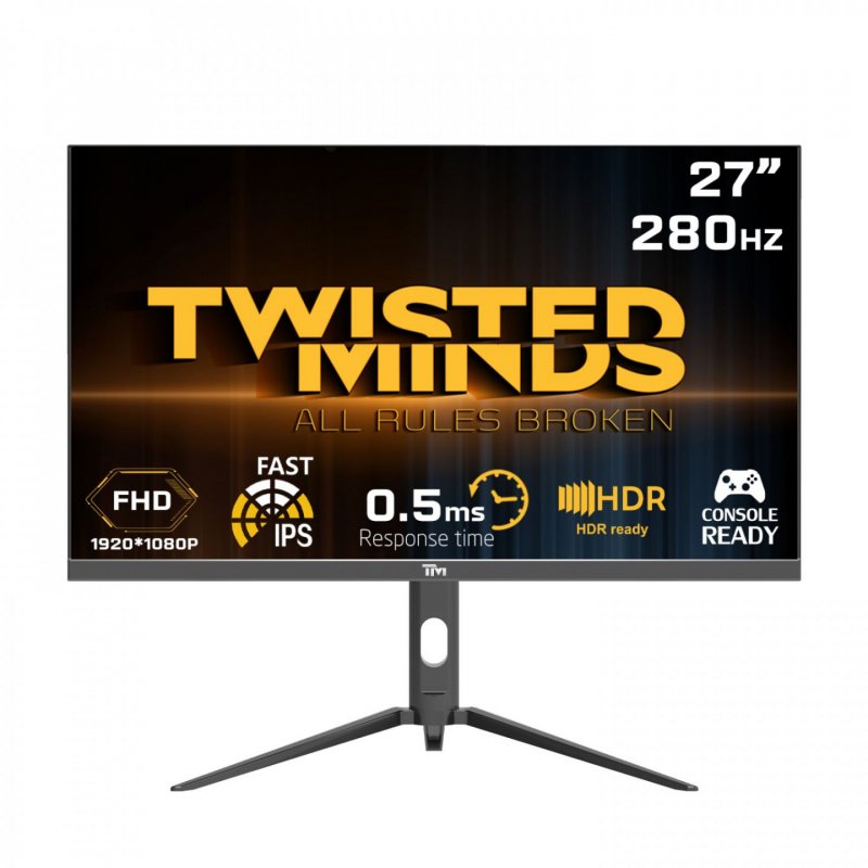 Twisted Minds - Supreme Series Flat 27 FHD - 280HZ 0.5MS Fast IPS HDMI 2.1 Gaming Monitor