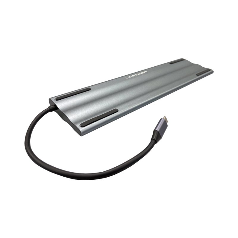 LC-Power LC-HUB-C-MULTI-8 laptop dock/port replicator Wired USB 3.2 Gen 1 (3.1 Gen 1) Type-C Black, Silver