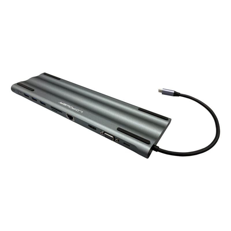 LC-Power LC-HUB-C-MULTI-8 laptop dock/port replicator Wired USB 3.2 Gen 1 (3.1 Gen 1) Type-C Black, Silver