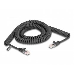DeLOCK Câble spiralé RJ45 mâle à male, Cat.5e, 3 m, noir