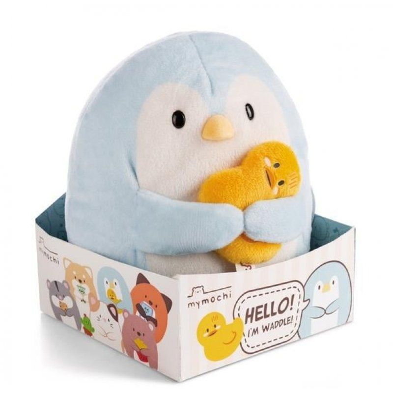 SUPER MOCHIE - Pingouin Waddle avec canard - Peluche 16cm