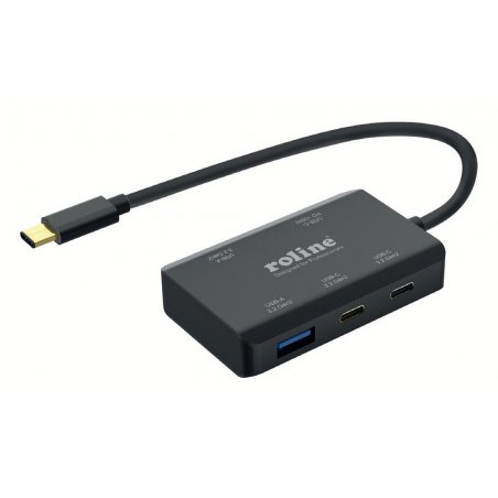 ROLINE 14.02.5060 hub & concentrateur USB Type-C 10000 Mbit/s Noir