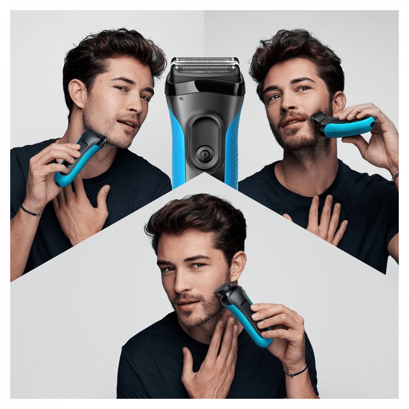 Braun Series 3 Shave&Style 3010BT Foil shaver Trimmer Black, Blue