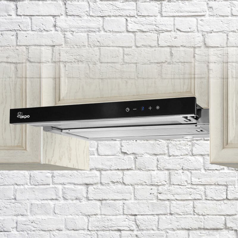Akpo WK7LIGHTGLASSTOUCH60CZ cooker hood Semi built-in (pull out) Black 220 m³/h