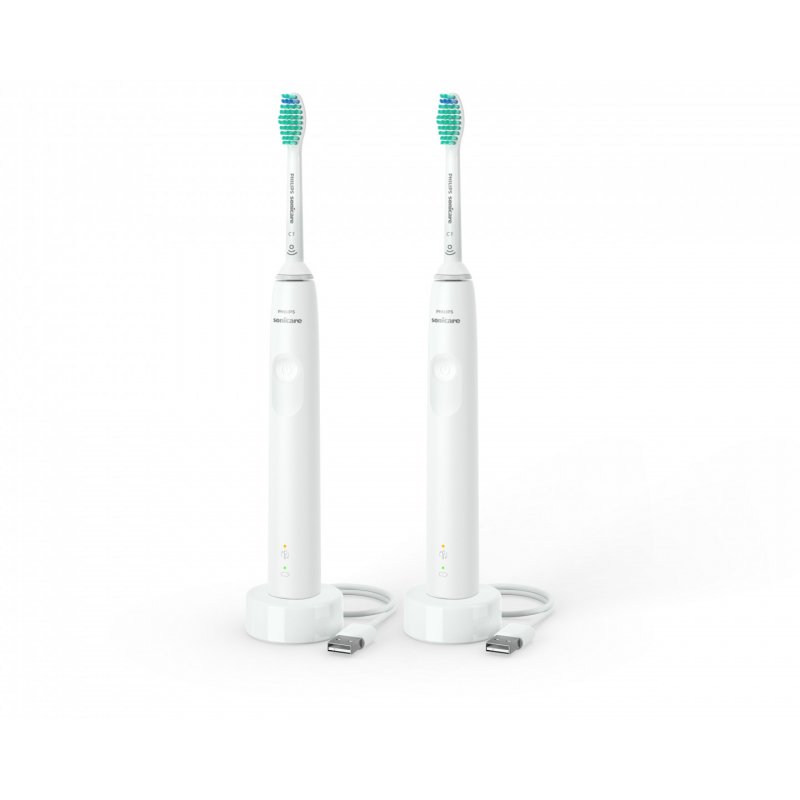 Philips 3000 series 3100 series HX3675/13 2-pack sonic electric toothbrushes - white