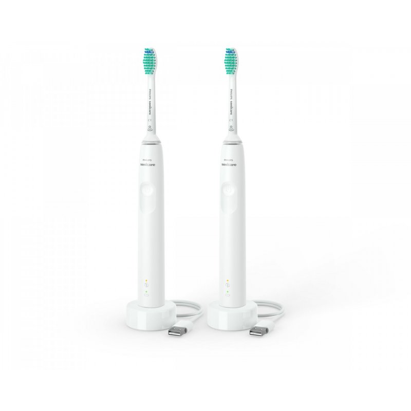 Philips 3000 series 3100 series HX3675/13 2-pack sonic electric toothbrushes - white