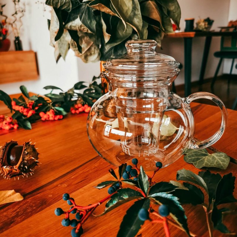 Théière Eva avec filtre en verre, contenance 1L, dimensions 186 x 164 mm - verre borosilicate-très haute résistance