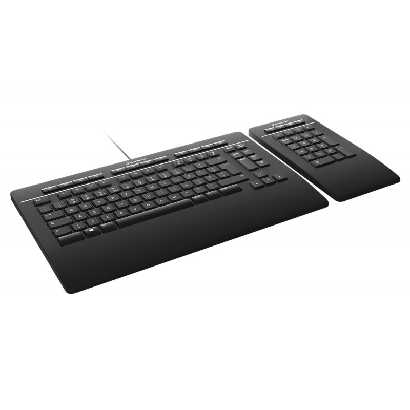 3Dconnexion Keyboard Pro with Numpad clavier Bureau USB RF Wireless Bluetooth QWERTY US International Noir