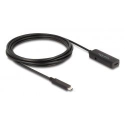 USB 3.2 Gen 2 Aktivverlängerungskabel, USB-C Stecker USB-C Buchse (schwarz, 3 Meter, 10 Gbps, mit DC Strombuchse)