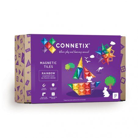 STOCKJBE9 - Connetix - Rainbow Starter Pack 60 Pieces (CT-R-00060-ST)