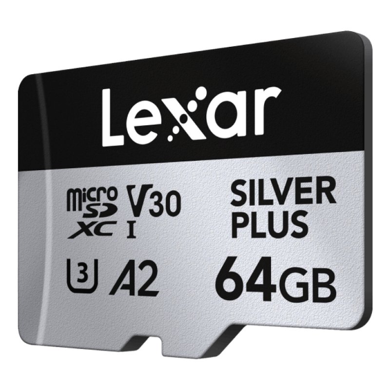 Lexar - microSDXC Professional SILVER Plus UHS-I/U3/A2/4K R205/W100 (V30) - SILVER - 64GB - 2pack