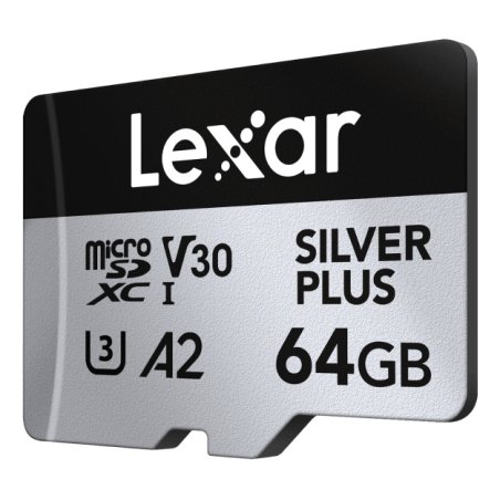 Lexar - microSDXC Professional SILVER Plus UHS-I/U3/A2/4K R205/W100 (V30) - SILVER - 64GB - 2pack