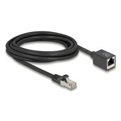 Netzwerk Verlängerungskabel RJ-45 Stecker RJ-45 Buchse Cat.6a S/FTP (schwarz, 3 Meter)