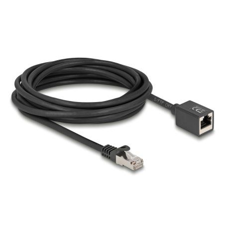 Netzwerk Verlängerungskabel RJ-45 Stecker RJ-45 Buchse Cat.6a S/FTP (schwarz, 5 Meter)