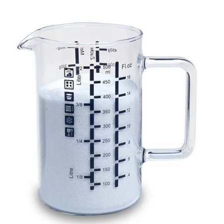 Verre mesureur avec anse, contenance 0,50 l , dimensions 120 x 134 mm - verre borosilicate -très haute résistance