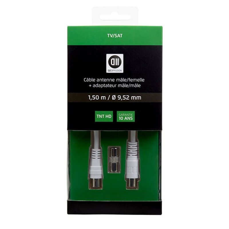 D2 Diffusion D2COAX150 coaxial cable 1.5 m PAL 9.52 mm White