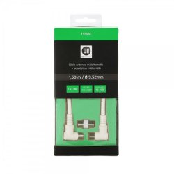 C ble Coaxial m le/femelle Fiches coudé à 90 des 2 c tés 1.50 m Blanc 9.52 mm