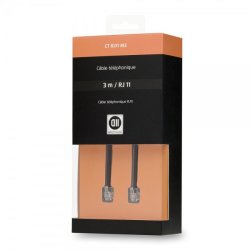 D2 Diffusion D2RJ11300 câble de téléphone 3 m Noir