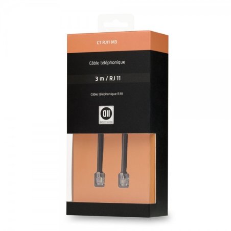 D2 Diffusion D2RJ11300 câble de téléphone 3 m Noir