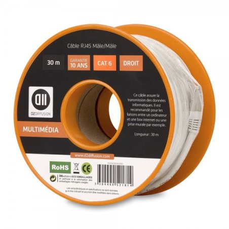 D2 Diffusion D2RJ45D3000 câble de réseau Blanc 30 m Cat6