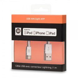 D2 Diffusion D2USBAPPLIGHT100B câble de téléphone portable Blanc 1 m USB A Lightning