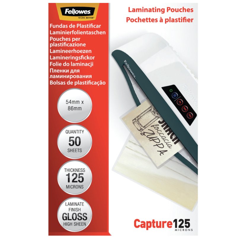 Fellowes pochette de plastification 54X86MM 125MIC RTL 50PK 5396602