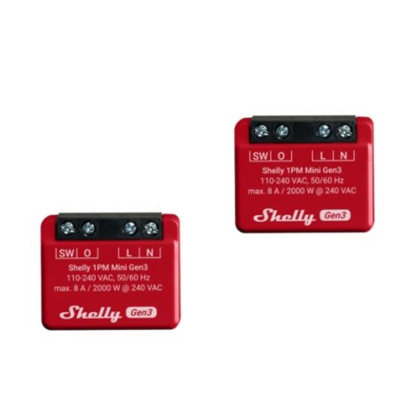 Shelly 1PM Mini Gen3 Commutateur intelligent 1P Rouge