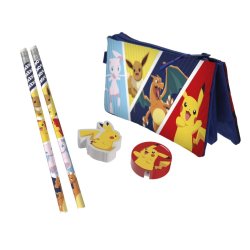 POKEMON - Set de Papeterie avec une Trousse Triple - 5pc