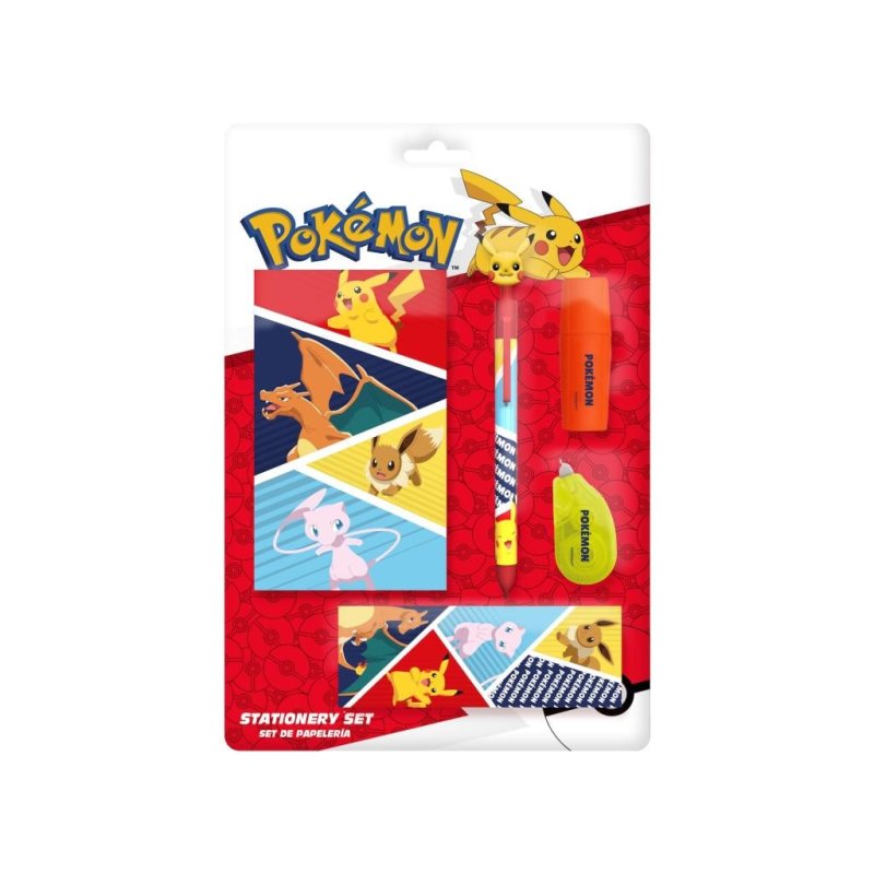 POKEMON - Set de Papeterie avec une Trousse Triple - 5pc